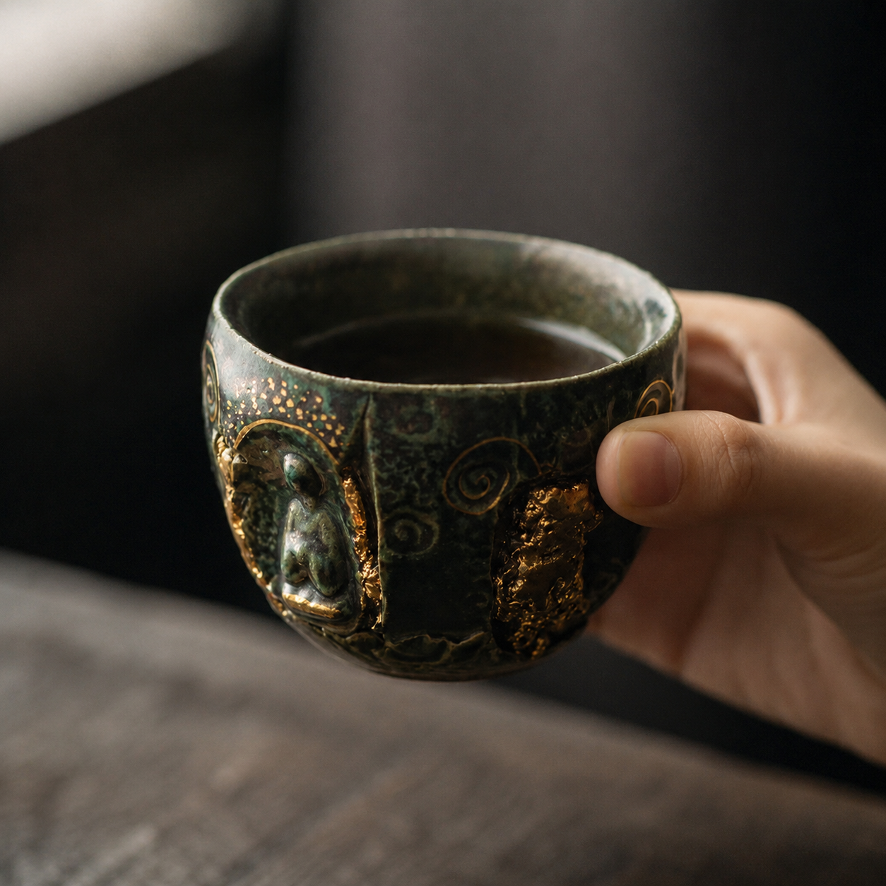 敦煌古彩文湯呑 麓庵窯工房作