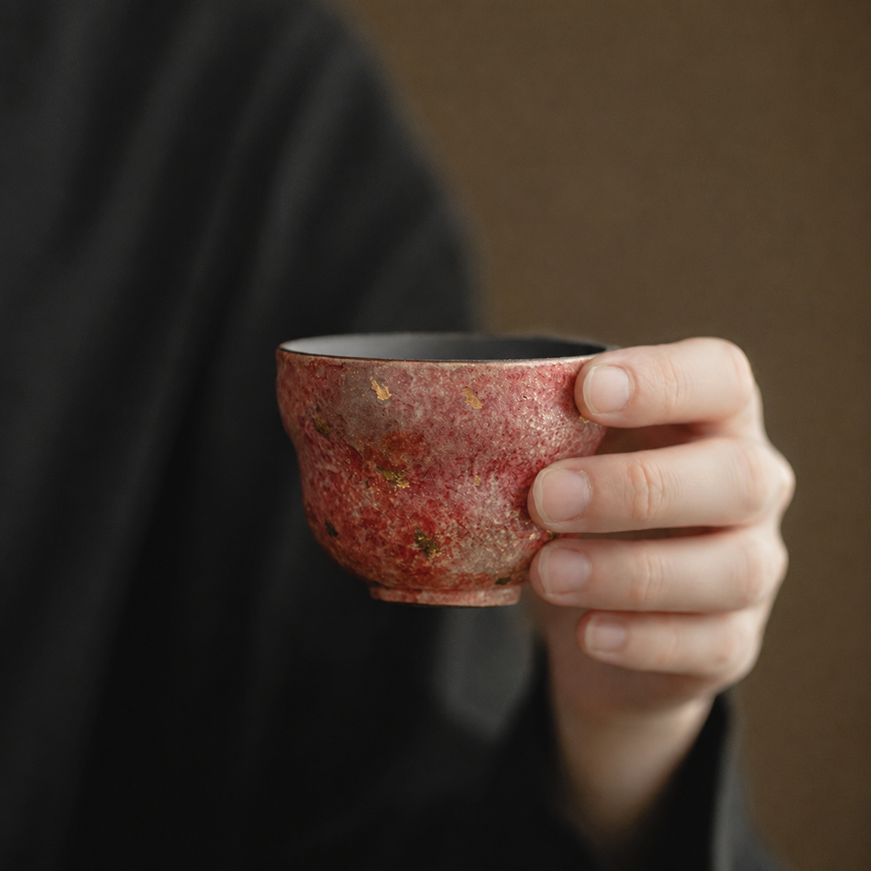 炎彩金斑湯呑 麓庵窯工房作