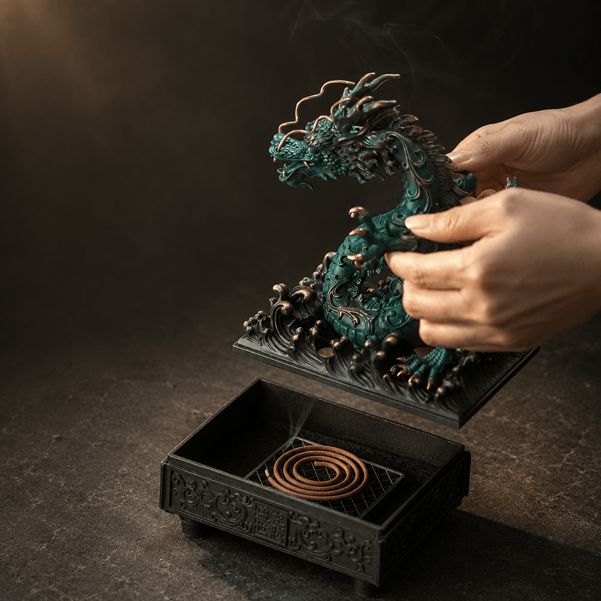 昇龍香炉 明代宮廷香道伝承者作