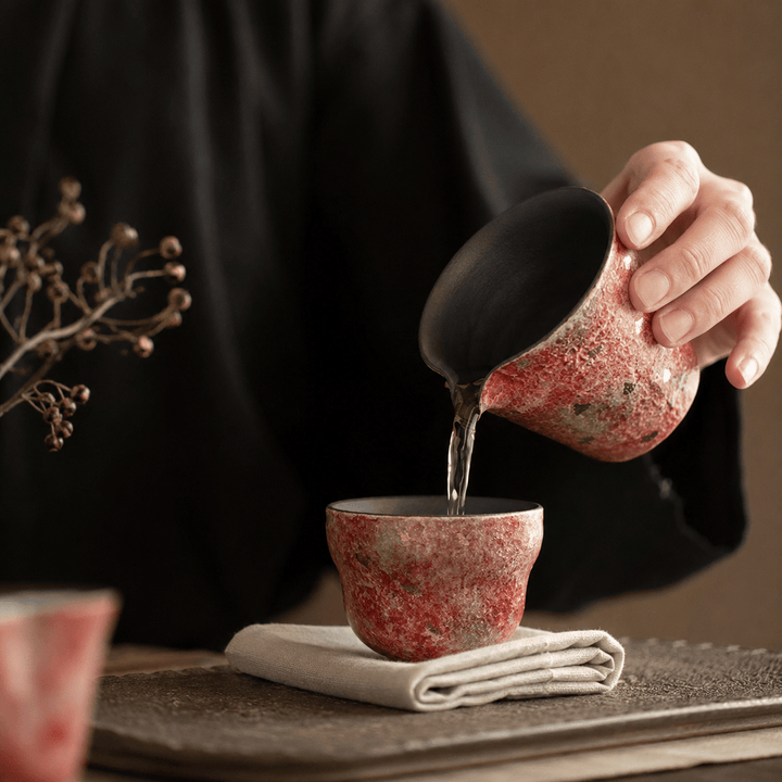 炎彩金斑湯呑 麓庵窯工房作