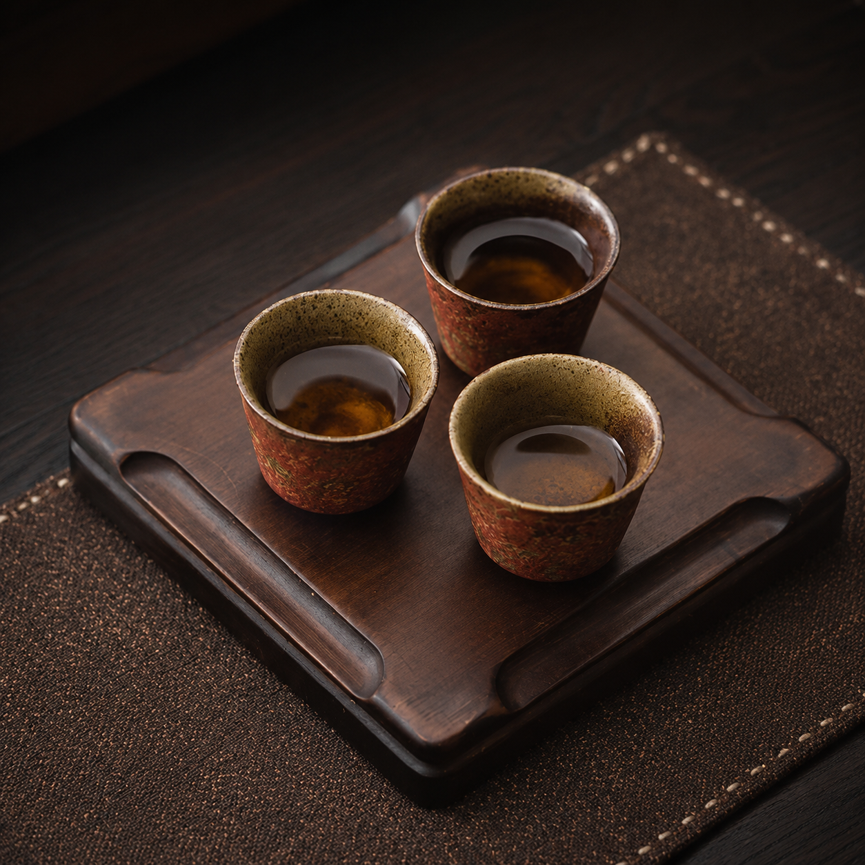 炎彩刻文湯呑　麓庵窯工房作